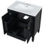 Meuble-lavabo de 30 po avec lavabo, armoire de décoration de style rétro. Finition noire, bois véritable, lavabo en céramique, tablette design. Noir, plateau lisse-334459120