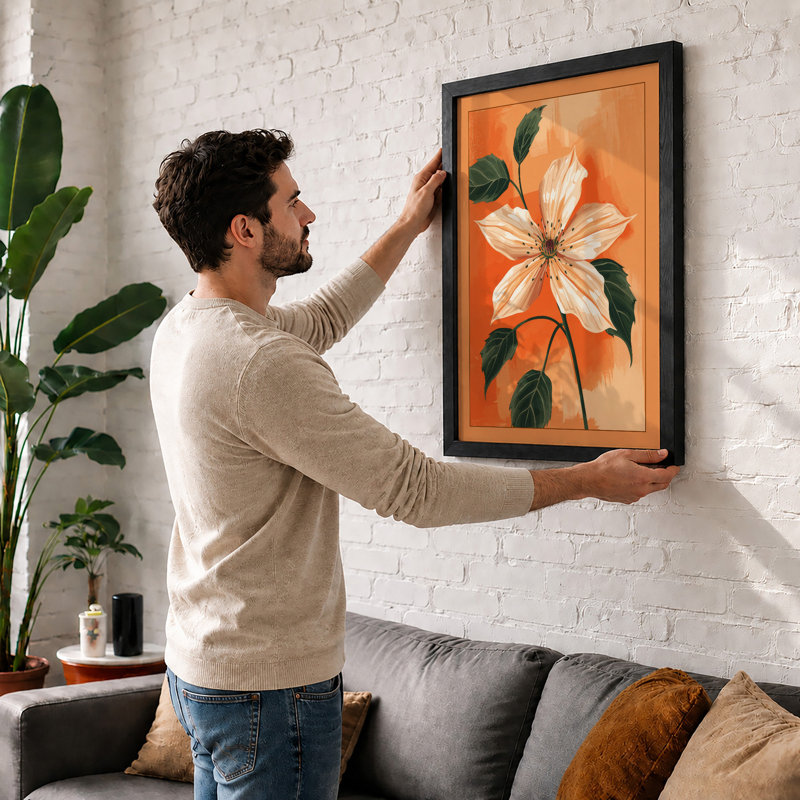 Pale Bloom Study Botanical - Print, Walnut, A1 - 84.1 x 59.4 cm