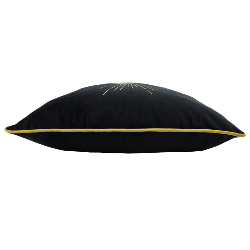 Astrid Geometric Square Cushion, Black/Gold, Polyester