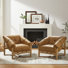 Rod 33''W Full-Grain Leather Upholstered Armchair Leisure Lounge Chair with Ash Wood Base