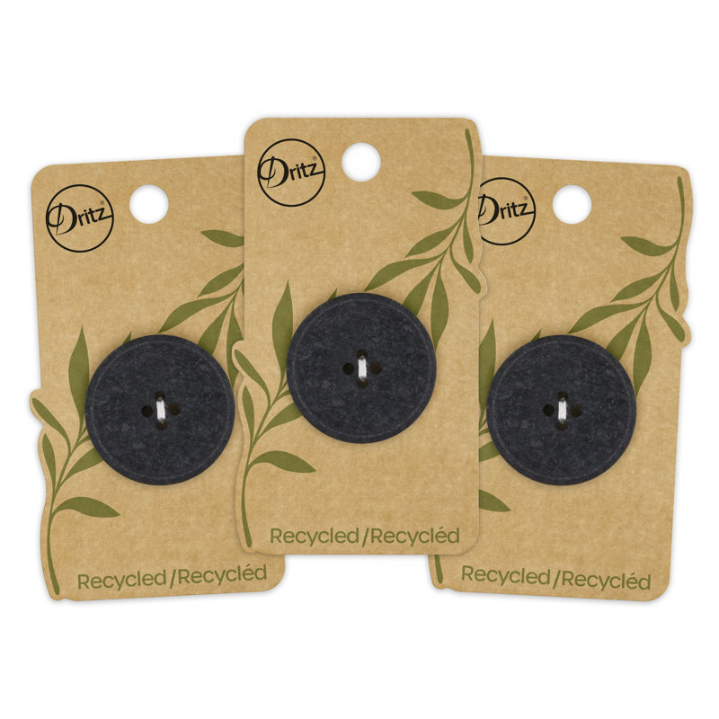 Dritz Recycled Cotton Round Stitch Button, 30mm, 3 Buttons