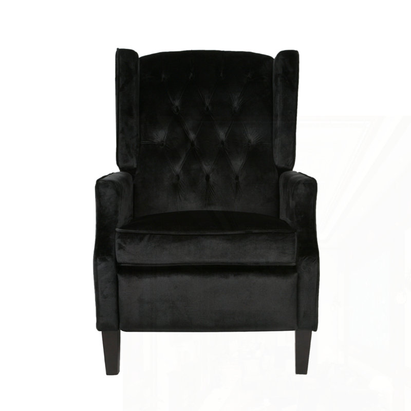 Fabric Armchair Push Back Recliner, Black