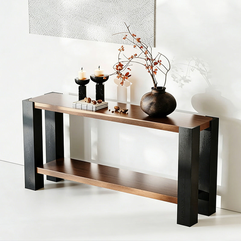 Retro Minimalist Practical Console Table, 29.53" H x 78.74" W x 13.78" D