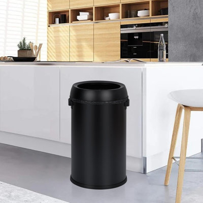 17 gallons / 17 gallons, poubelle ouverte en acier inoxydable à l'épreuve des empreintes digitales, poubelle ronde commerciale robuste pour restaurant, maison, bureau, noir