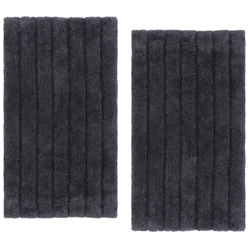 Harlow Channel Hand Tufted 100% Cotton Machine Washable Bathmat, Gray