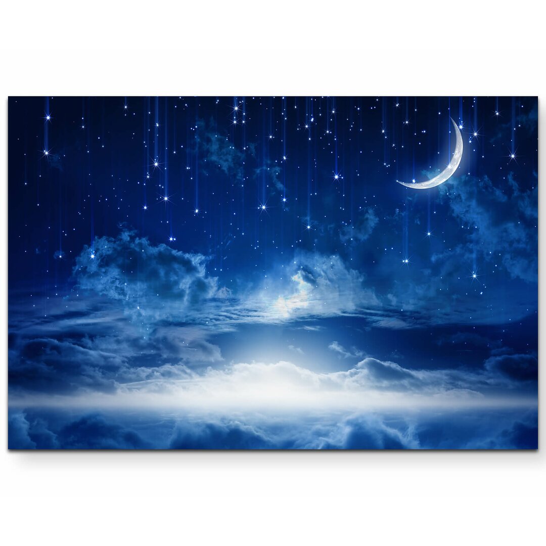 Leinwandbild Der Mond und Sterne bei Nacht