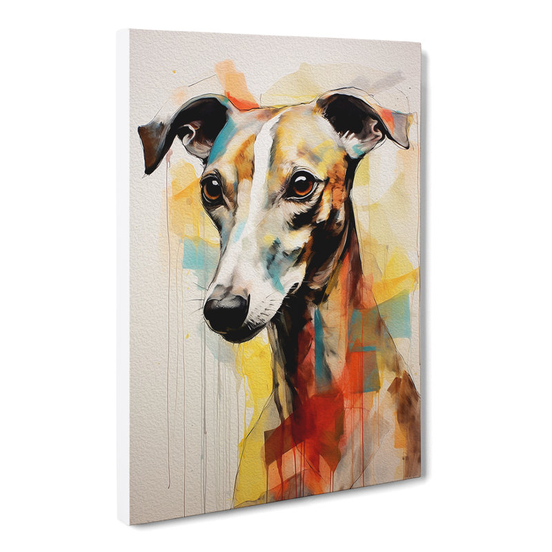 Whippet Gestural No.2 - Wrapped Canvas, 60cm H x 40cm W x 3cm D