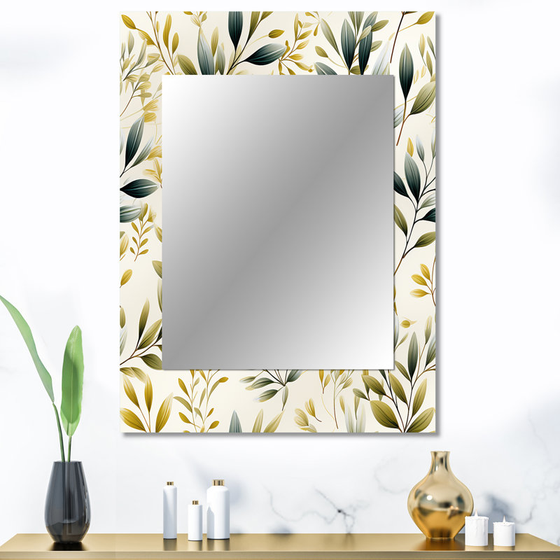 Tulipe feuilles tranquilles - miroir décoratif de plantes, botanique, nature, miroir mural floral, impression d'art en métal