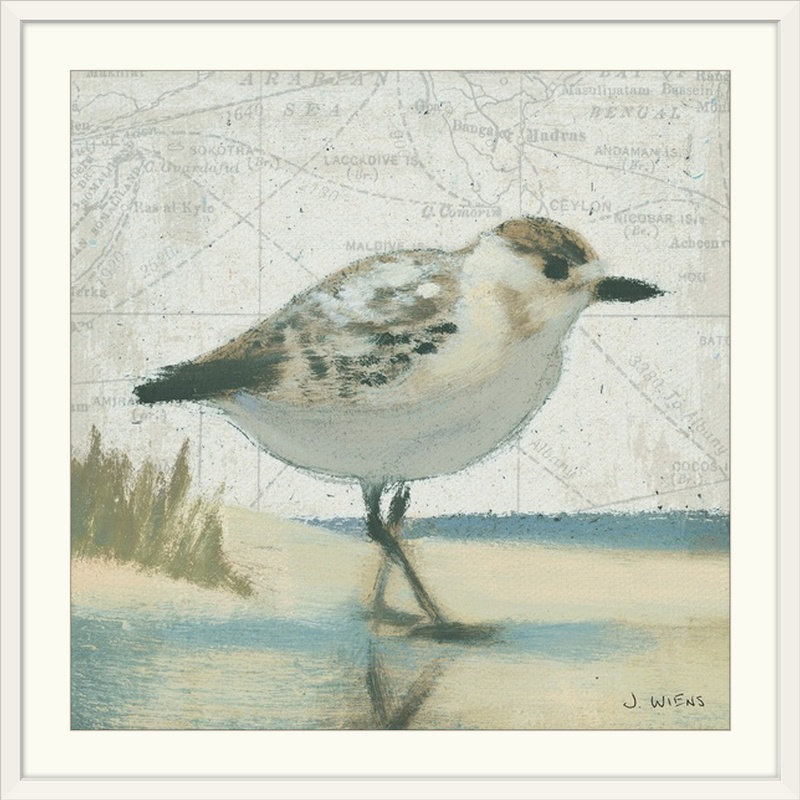 « i » par james wiens,, reproduction d’art Beach Bird, H 24 po x l 24 po x P 1 po, Cadre blanc