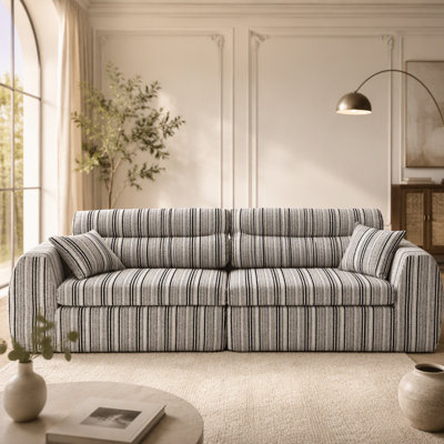 Canapé de compression gain de place, sans assemblage, avec motif à rayures en chenille tissée