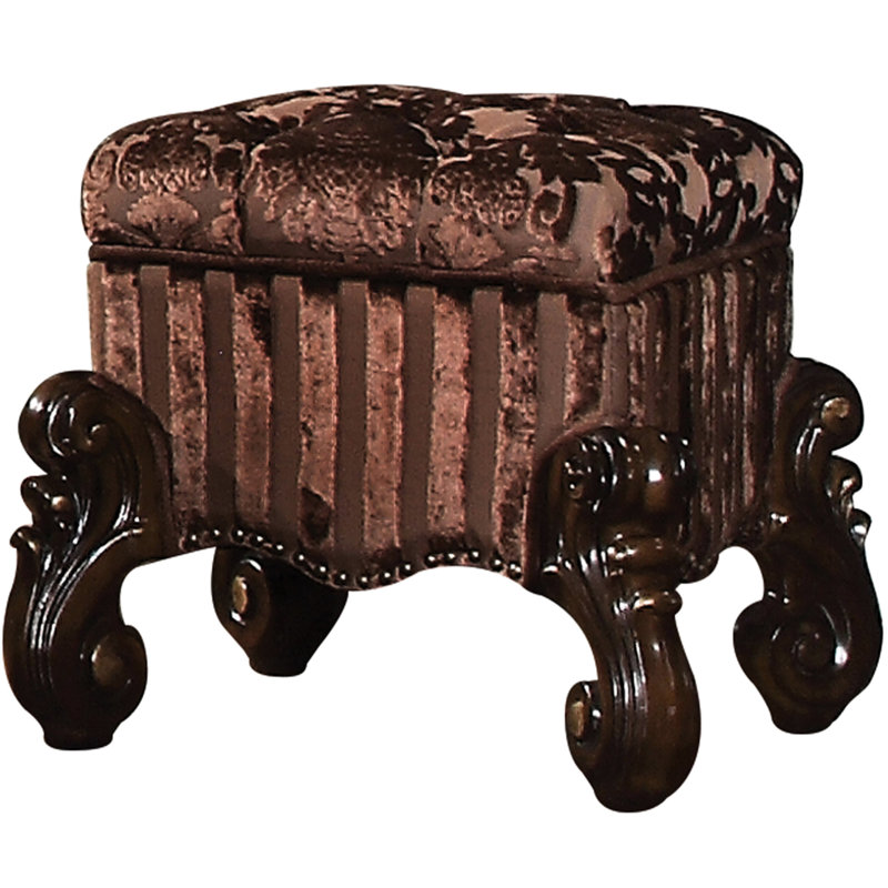 Tabouret de coiffeuse cerisier en chêne avec assise et revêtement brun doux