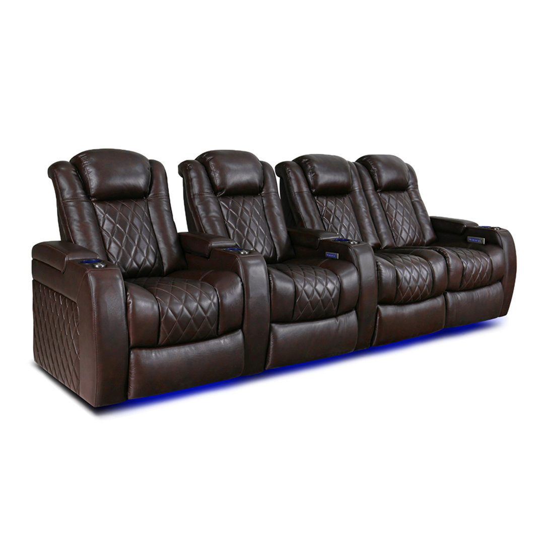 Tuscany Upholstered Home Theater Seating with Cup Holder Orren Ellis