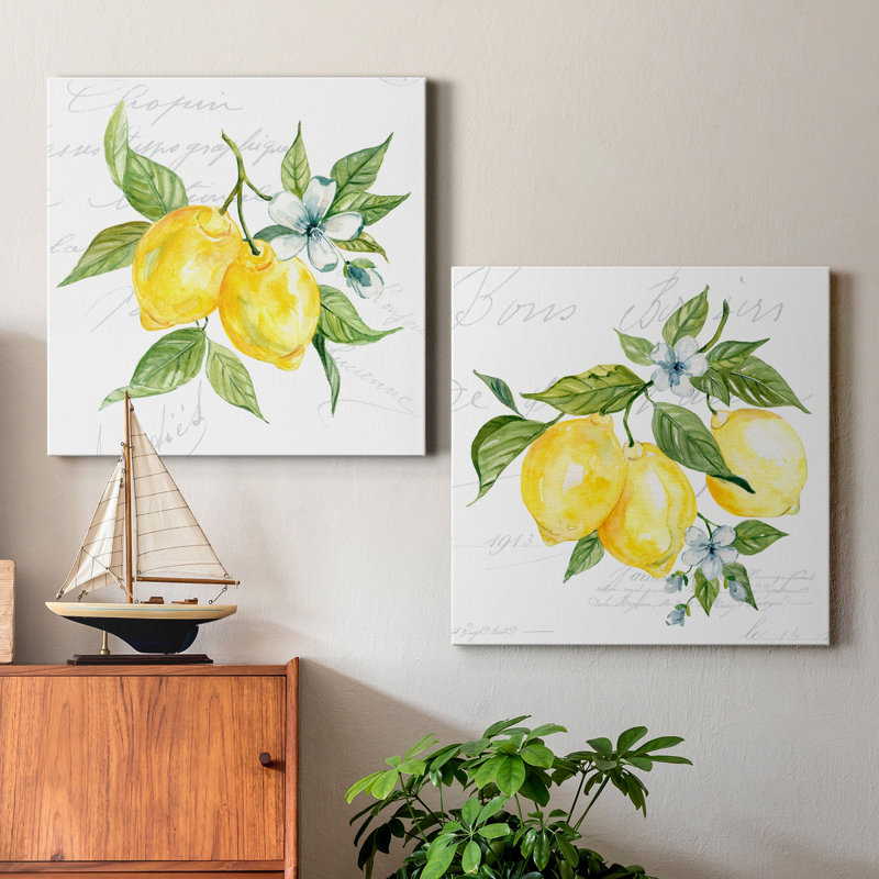 Lemon Squeeze I - ensemble de 2 reproductions d'art sur toile tendue, H 32 po x l 64 po x P 1 po