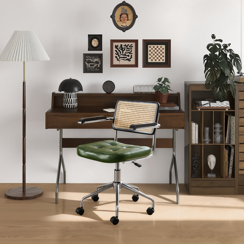 Chaise de bureau pivotante en similicuir Ayris, Vert