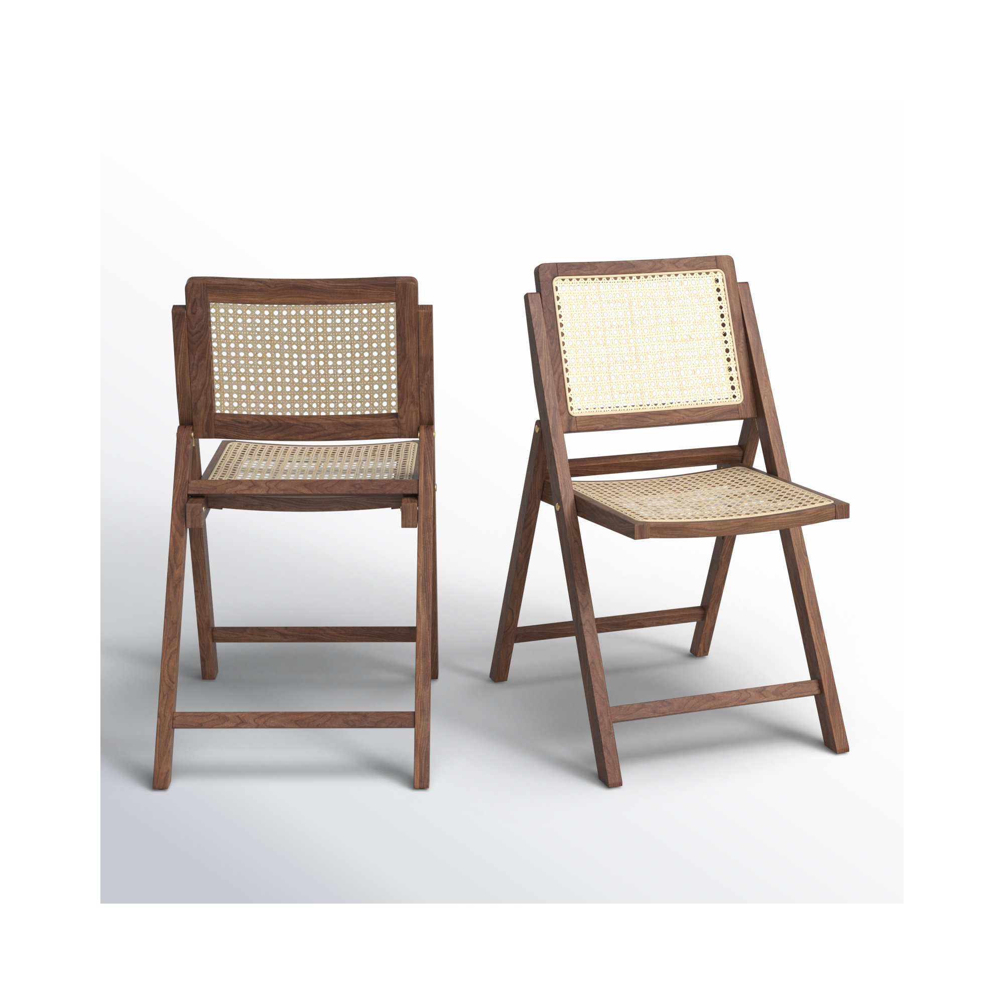 Dan Rattan Folding Dining Chair, Walnut/Natural