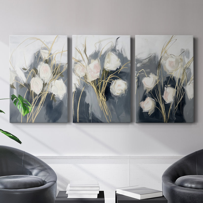 Floral Study Series CXC - Ensemble de toiles tendues avec châssis Premium - Prêt à être accroché