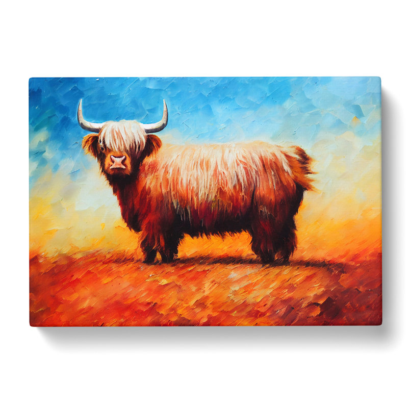 Highland Cow Painting Vol.6 Abstract - Wrapped Canvas Print, 50cm H x 76cm W x 3cm D