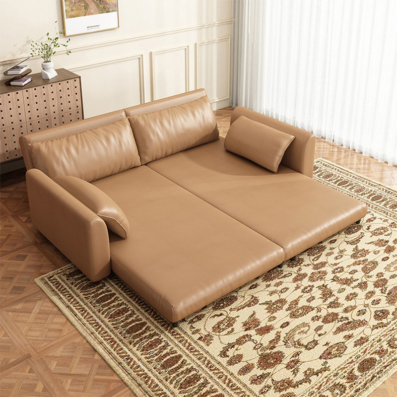 106.3"Brown Cat Scratch Resistant Modular Sofa Couch, 106.3"W*35.43"D*35.43"H