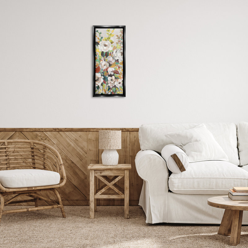  «Blooming Roses Array» par Carol Robinson, H 25 po x l 11 po, Cadre flottant noir de jais