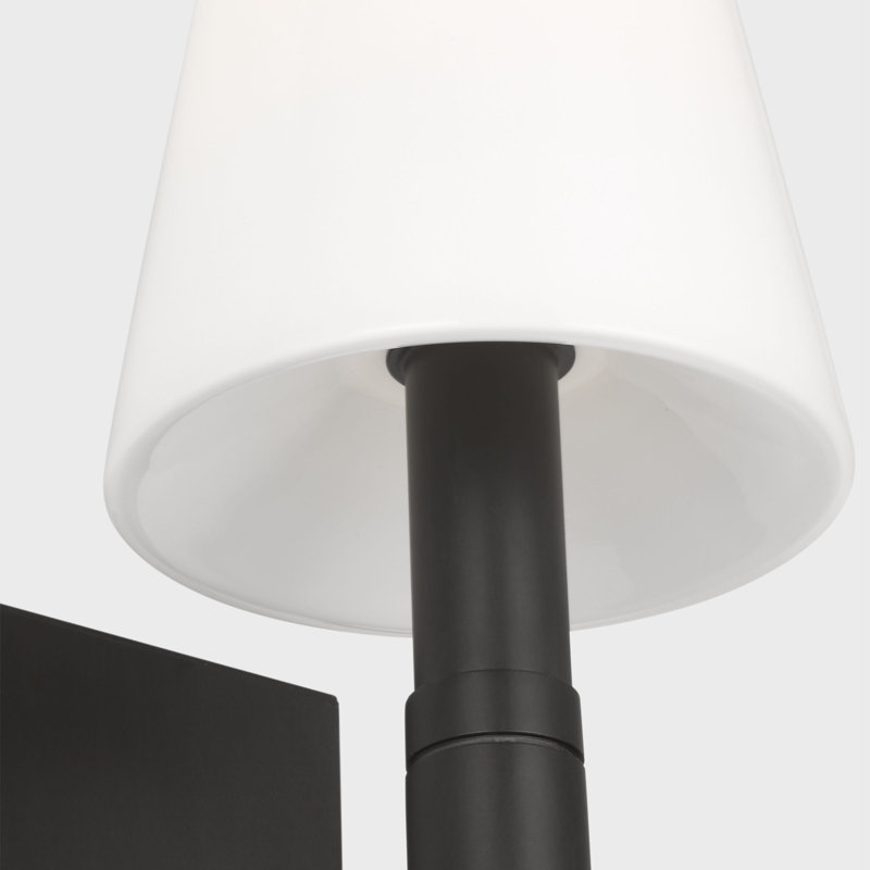 Thomas O'Brien Beckham Classic Bathroom Bedroom Wall Fixture In Aged Iron Finish With Milk Shade, 1 Light