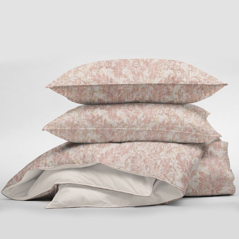 Bordeau Linen Comforter, Queen Comforter + 2 Queen Shams, Blush