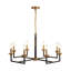 Lustre simple en métal noir et doré à 8 lumières de style bougie