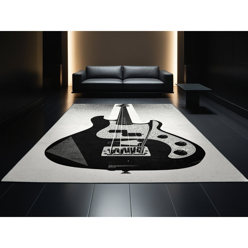 Tapis géométrique moderne et contemporain lavable à la machine en basse électrique, 3 x 5
