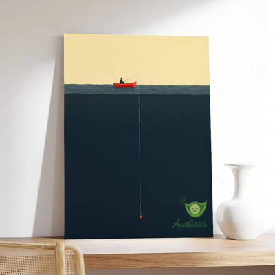 Canvas Wall Art Minimalist Fishing Boat Ocean Scene Poster Vintage Poster Print Home Decor