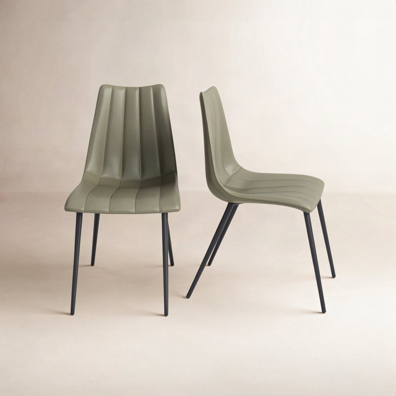 Finnigan Upholstered Dining Chair, Light Green Faux Leather