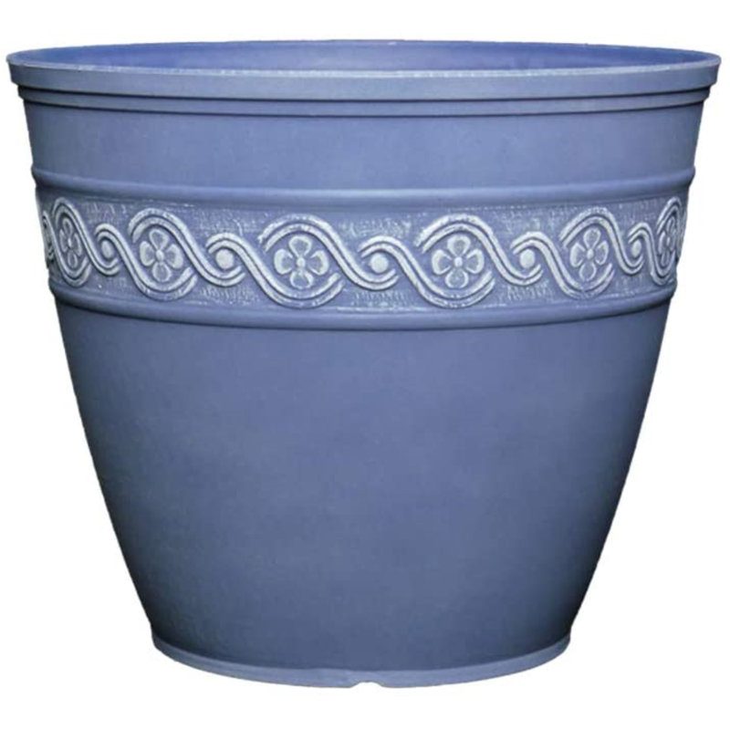 Milahn Resin Round Pot Planter, 11" H x 13" W x 13" D, Concrete Gray