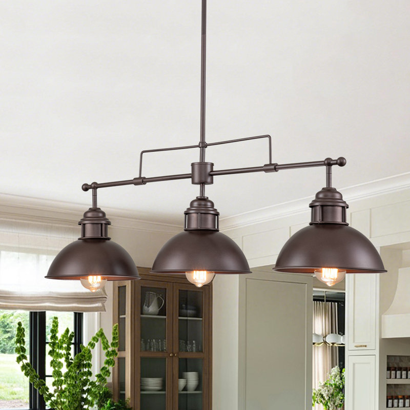 Essence 3-Light Industrial Kitchen Island Pendant Lighting Fixture Linear Chandelier, Oil Rubbed Bronze