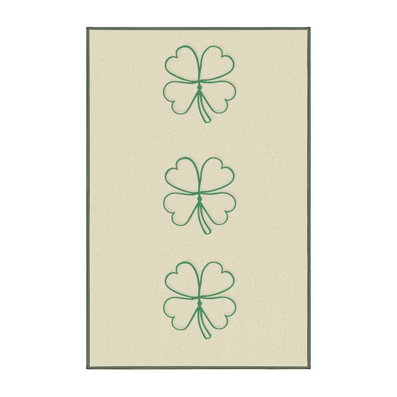 Soft Plush Eudy St Patties Modern & Contemporary Abstract Area Rug in Beige – SageGreen Binding, 5x8