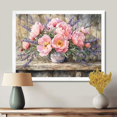 Iryna pivoines et lavande Bouquet II - pivoines, art mural