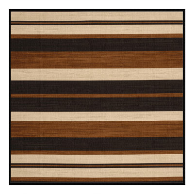 Washable Chestnut Cream Striped Area Rug