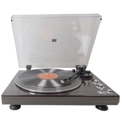 CrosAudio Vintage Belt-Drive Turntable with Bluetooth Output and AT-3600L Cartridge, Red