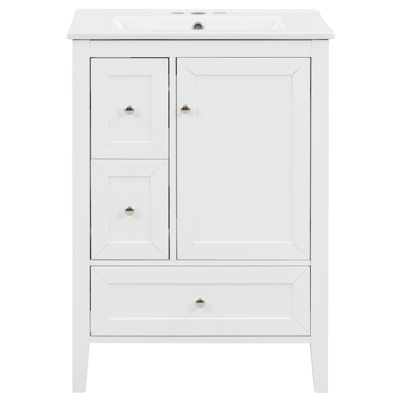 Meuble-lavabo 24 po avec comptoir en céramique, Blanc