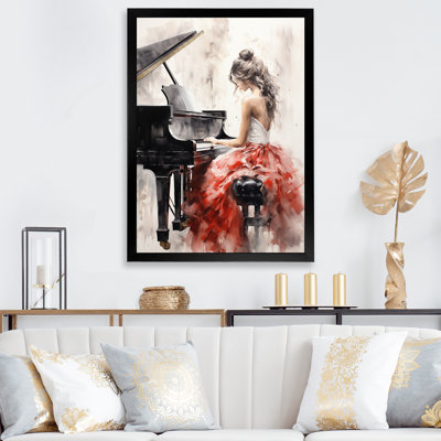 Yannis Beige Red Music Piano Harmony I - Music Canvas Prints