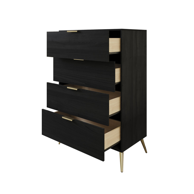 Rafiat 29.72'' W 4 - Drawer Dresser, Black