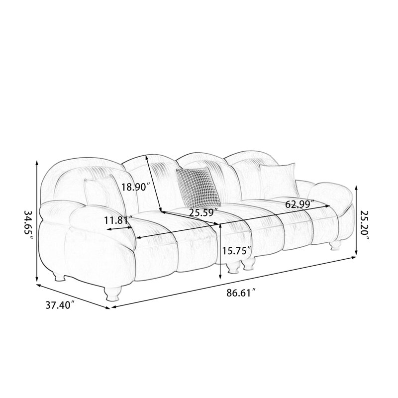 Canapé modulaire gris en polyester, H 34,65 po x l 86,61 po x P 37,4 po, Gris