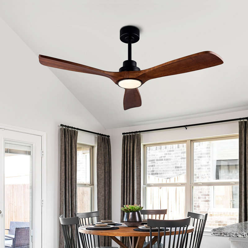Ventilateurs de plafond avec lumières et ventilateur de télécommande 52 po avec moteur à courant continu réversible silencieux à 6 vitesses, ventilateur de plafond en bois à 3 pales pour le patio