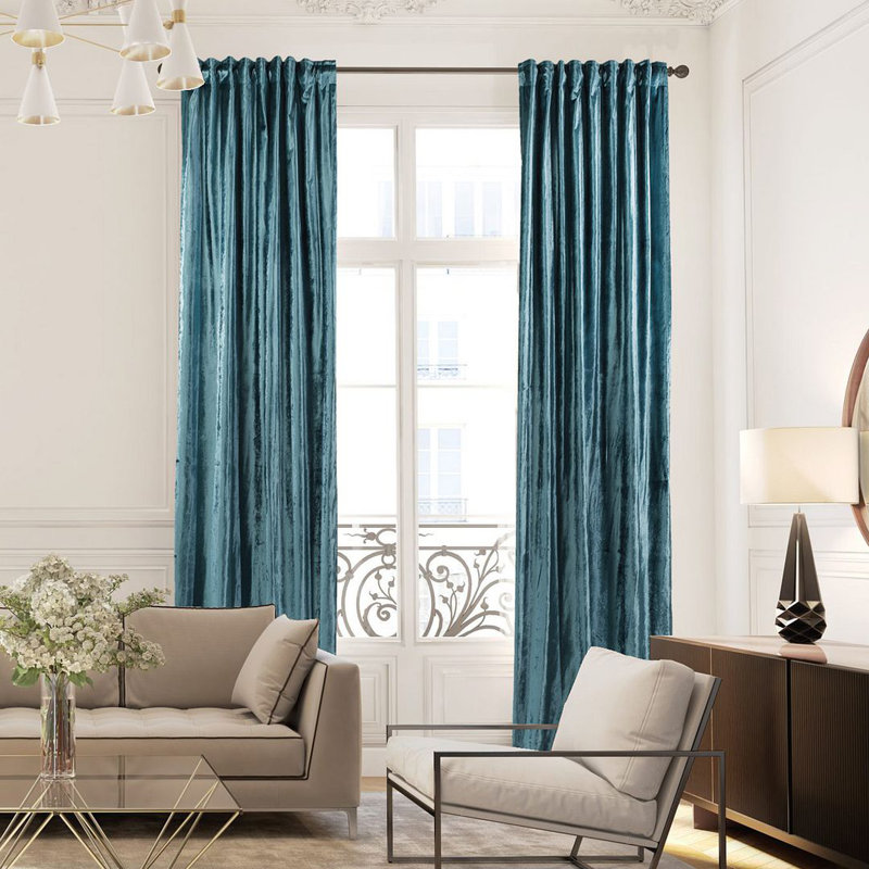 Extra Long & Extra Wide Shiny Velvet Curtain Panel (customized), 140cm Width x 145cm Drop, Air Force