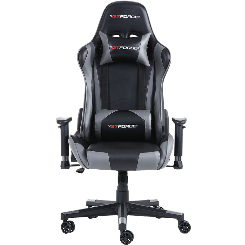 Brayden Studio Forcier Reclining Faux Leather PC & Racing Game Chair, Grey/Black