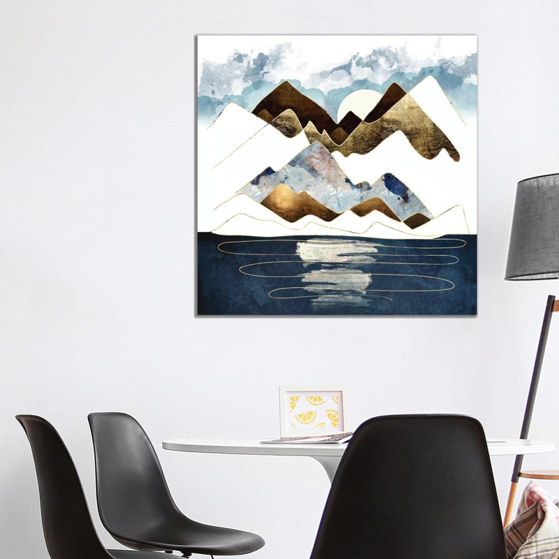 Minimal Abstract Mountains - impression d'art graphique, Aucun mat, H 37 po x l 37 po x P 1,5 po, Toile tendue