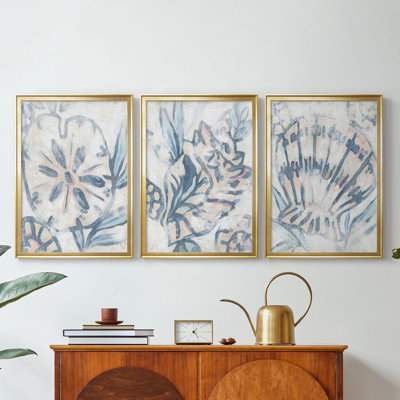 Beach Shell Fresco I - Toile tendue avec châssis sur mesure - 3 pièces