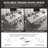 7-Piece Modern Extendable Dining Room Set, 94.5" White Marble Look Table with 6 Grey Upholstered Chairs, Tapered Metal Legs-1475895942-1475895943