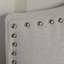 Light Grey Fabric Queen Size Headboard - Solid Wood Frame & Steel Legs, Adjustable Height With Nailhead Trim-1931466554