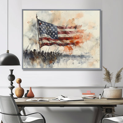 La guerre de 1812 avec le drapeau des États-Unis IV - Patriotiste des États-Unis, reproduction sur toile encadrée