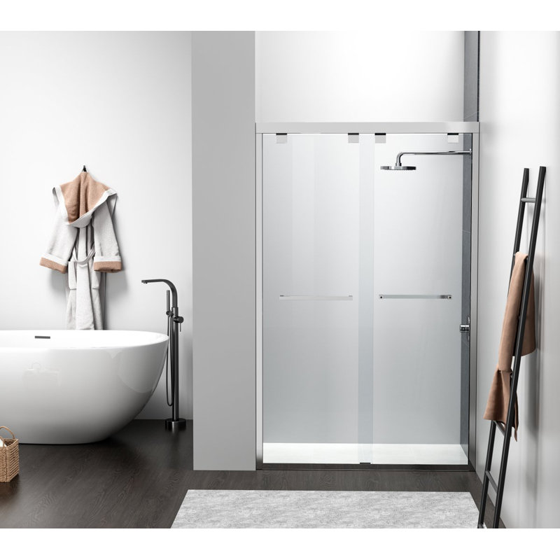 Porte de douche coulissante double demi-cadre 47 "- l 48" x H 76 ", Chrome