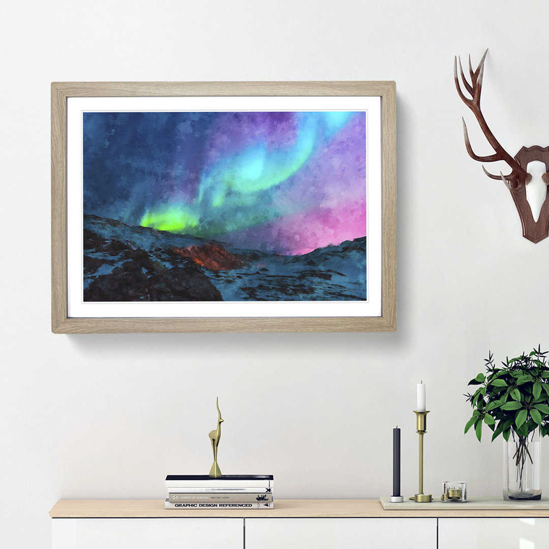 The Northern Lights Aurora Borealis - Picture Frame Painting Print