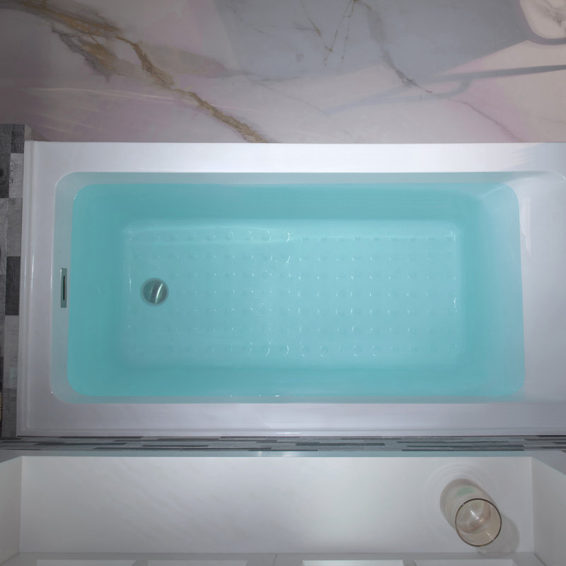 Vine 60 x 30 Inch Acrylic Alcove Soaking Tub, Right-Hand Drain & Overflow, 5 Finish Options, White/Brushed Nickel